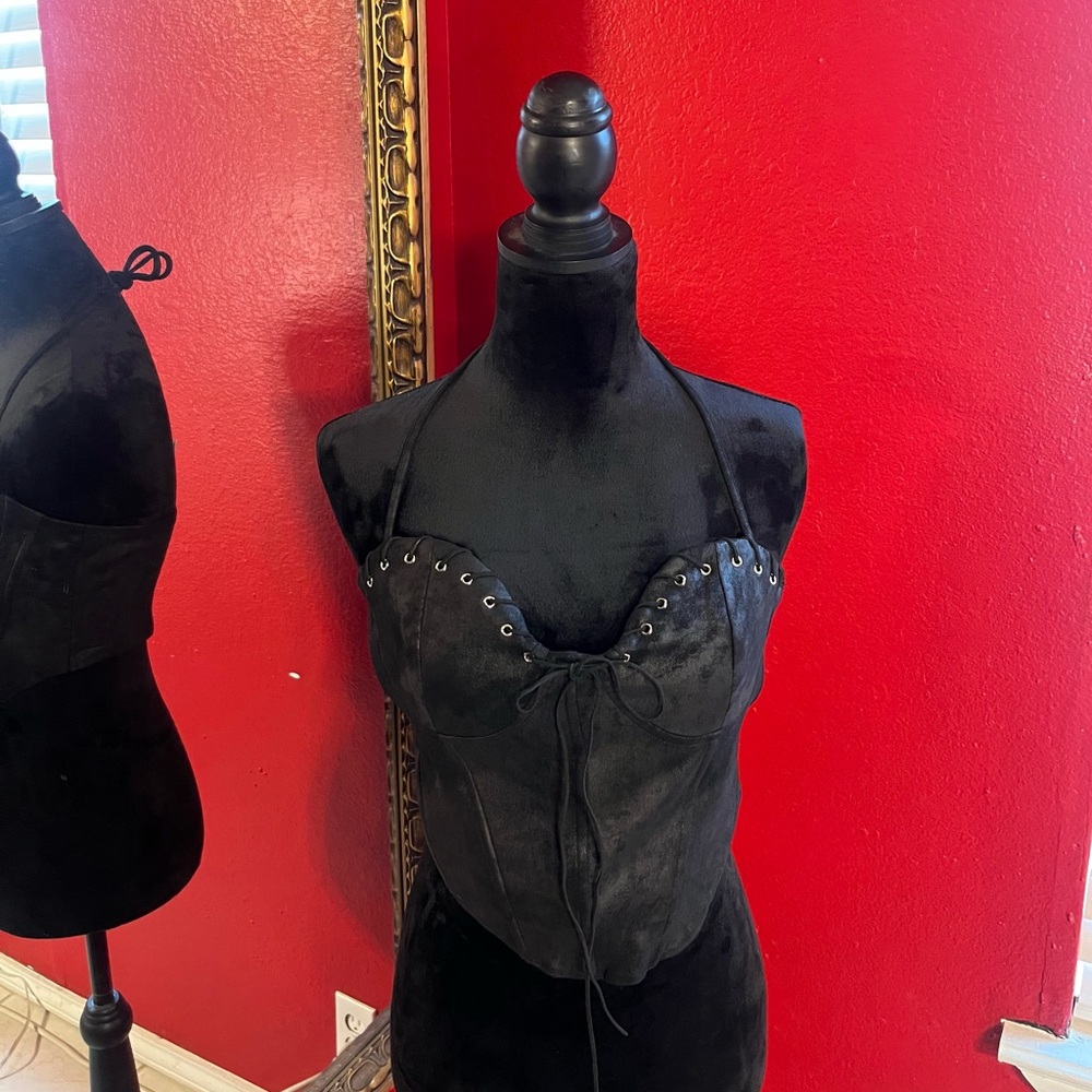 Black suede corset top